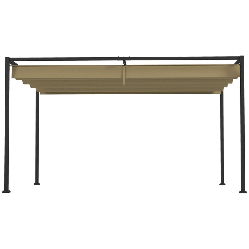 4x3m Metal Pergola With Retractable Roof, Khaki