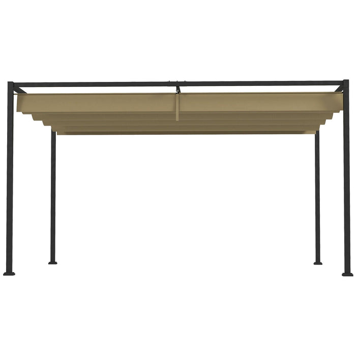 4x3m Metal Pergola With Retractable Roof, Khaki