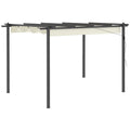 3m x 4m Metal Pergola With Retractable Roof - Cream White Outsunny