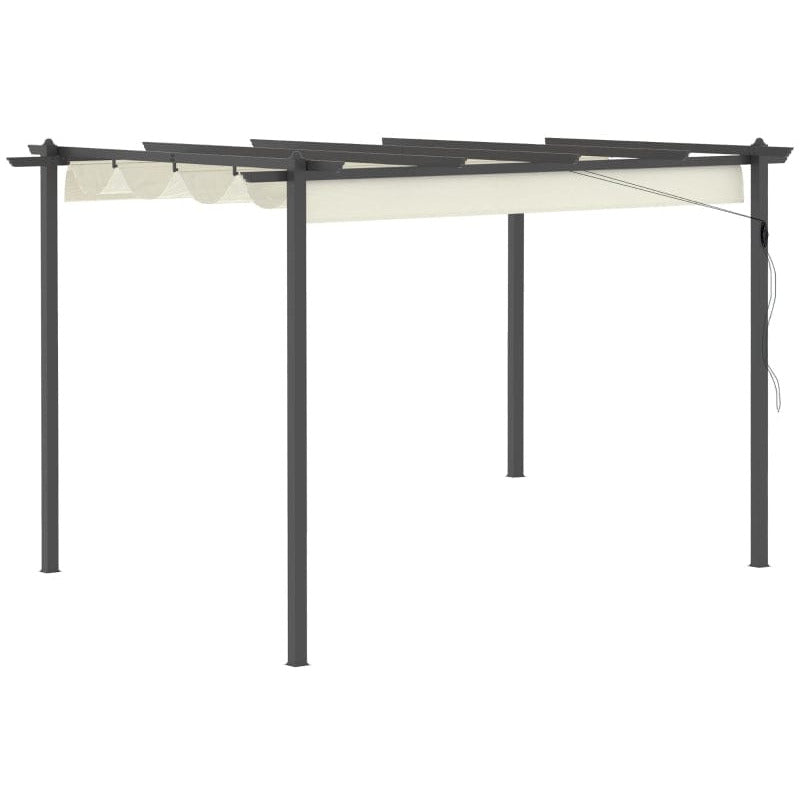 3m x 4m Metal Pergola With Retractable Roof - Cream White