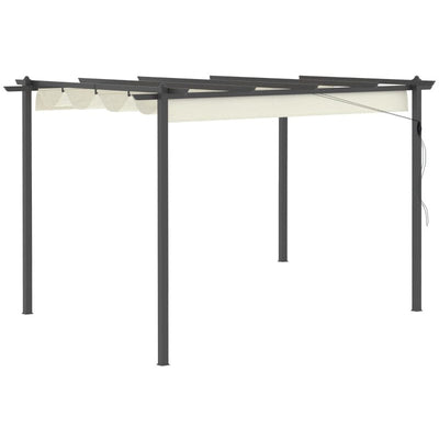 3m x 4m Metal Pergola With Retractable Roof - Cream White Outsunny