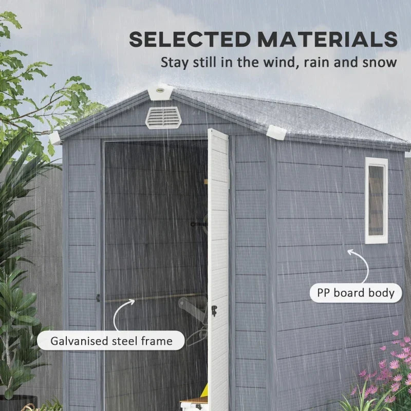 Feature panel showing the galvanised steel frame and PP board body standing up to rain