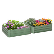 Set of 2 Green Raised Garden Beds 291L Each Ideal for Flowers and Herbs Outdoors
