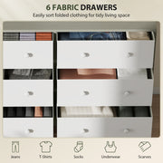 Fabric Chest of Drawers with 6 Spacious Storage Drawers Ideal for Bedroom or Nursery White Grey