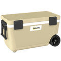 Outdoor Cooler Box | 70L | 72-Hour Ice Retention | Wheels & Handle | Khaki Outsunny