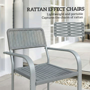 Garden Dining Chair Set of 4 Stackable Rattan Effect with Armrests Light Grey Outsunny