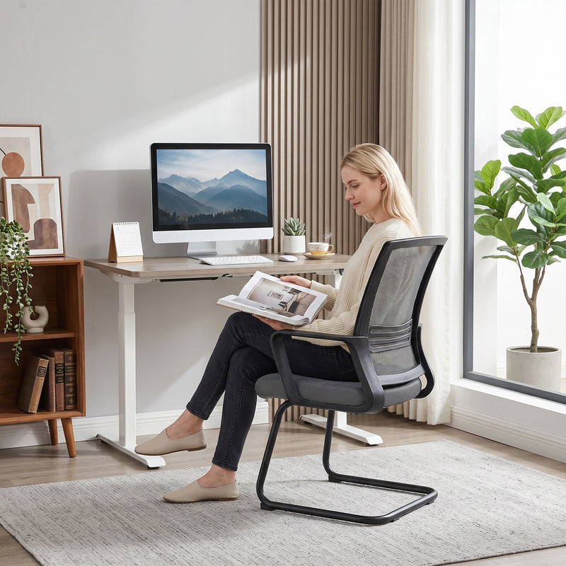 Mesh Desk Chair with Ergonomic Backrest for Comfortable Home Working Dark Grey