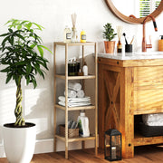 Four Tier Bamboo Bathroom Storage Shelf Natural Finish by HOMCOM