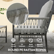 Grey 4 Seater Rattan Garden Furniture Set With Cushions by Outsunny