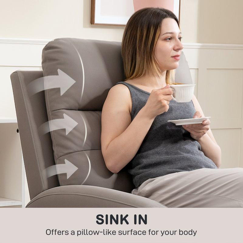 Manual Recliner Armchair with Adjustable Leg Rest for Lounge or Bedroom Comfort, Grey