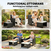 Rattan Lounger Garden Furniture Set 6 Piece with Nesting Tables and Cushioned Seats Outsunny
