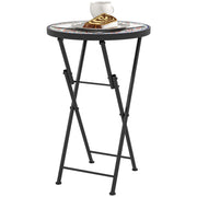 Multicolour Mosaic Folding Round Garden Table 35.5cm Metal Frame for Balcony