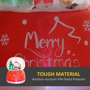 Close-up of the red base with Merry Christmas script and a tough material caption