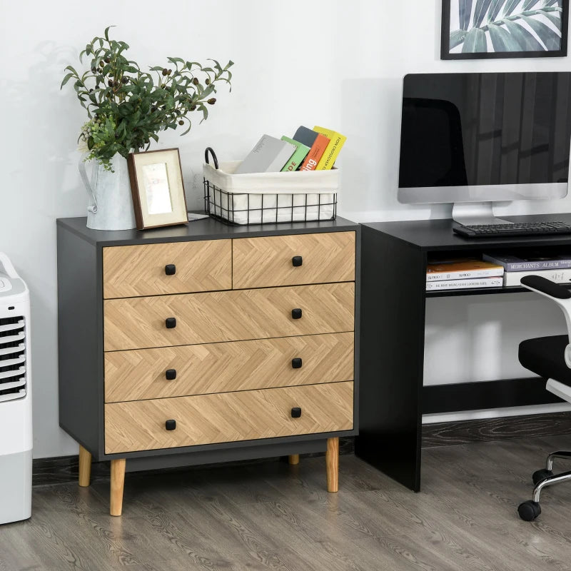 5-Drawer Chest with Metal Handles for Bedroom