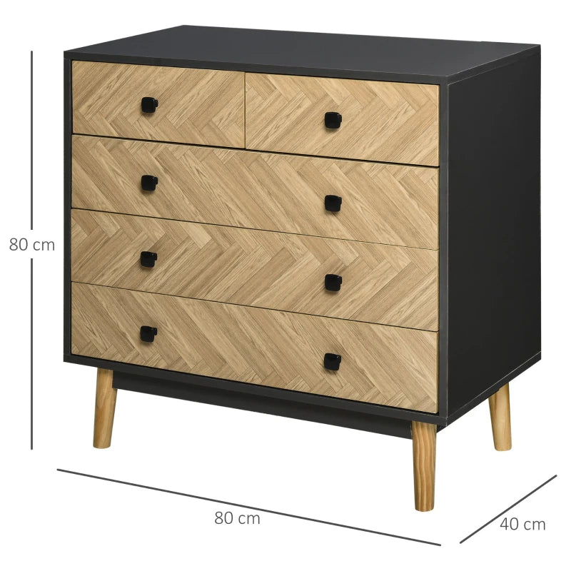 5-Drawer Chest with Metal Handles for Bedroom