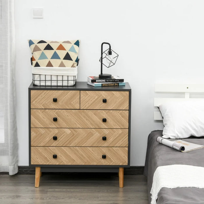 5-Drawer Chest with Metal Handles for Bedroom
