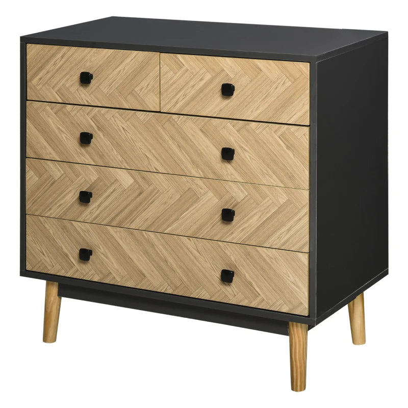 5-Drawer Chest with Metal Handles for Bedroom