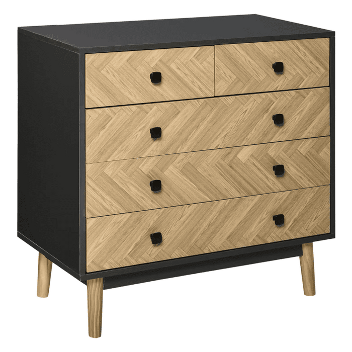 5-Drawer Chest with Metal Handles for Bedroom