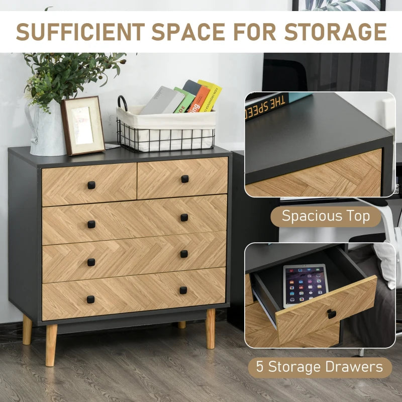 5-Drawer Chest with Metal Handles for Bedroom
