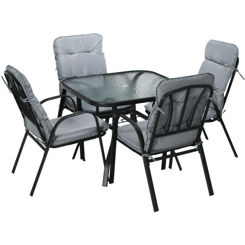 Modern 4 Seat Outdoor Dining Set, Comfy Outdoor Living Outsunny