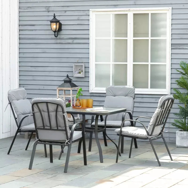 Modern 4 Seat Outdoor Dining Set, Comfy Outdoor Living Outsunny