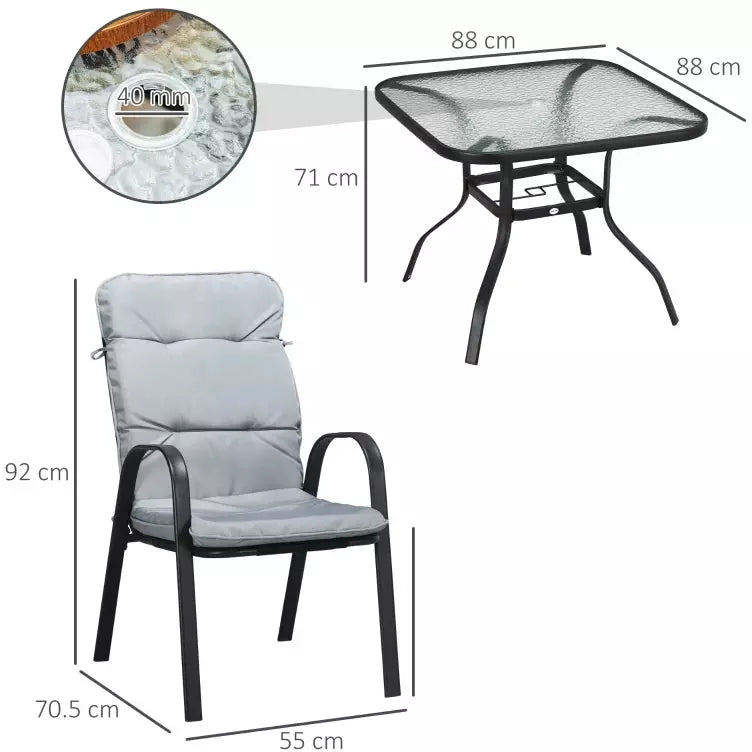 Modern 4 Seat Outdoor Dining Set, Comfy Outdoor Living Outsunny