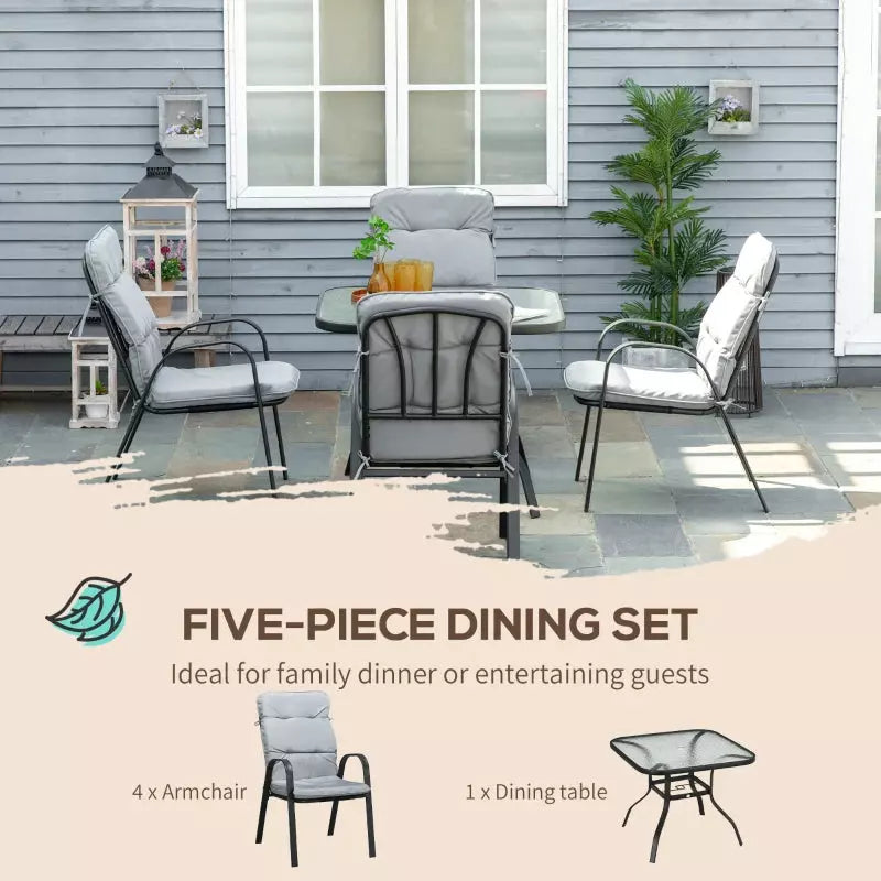 Modern 4 Seat Outdoor Dining Set, Comfy Outdoor Living Outsunny