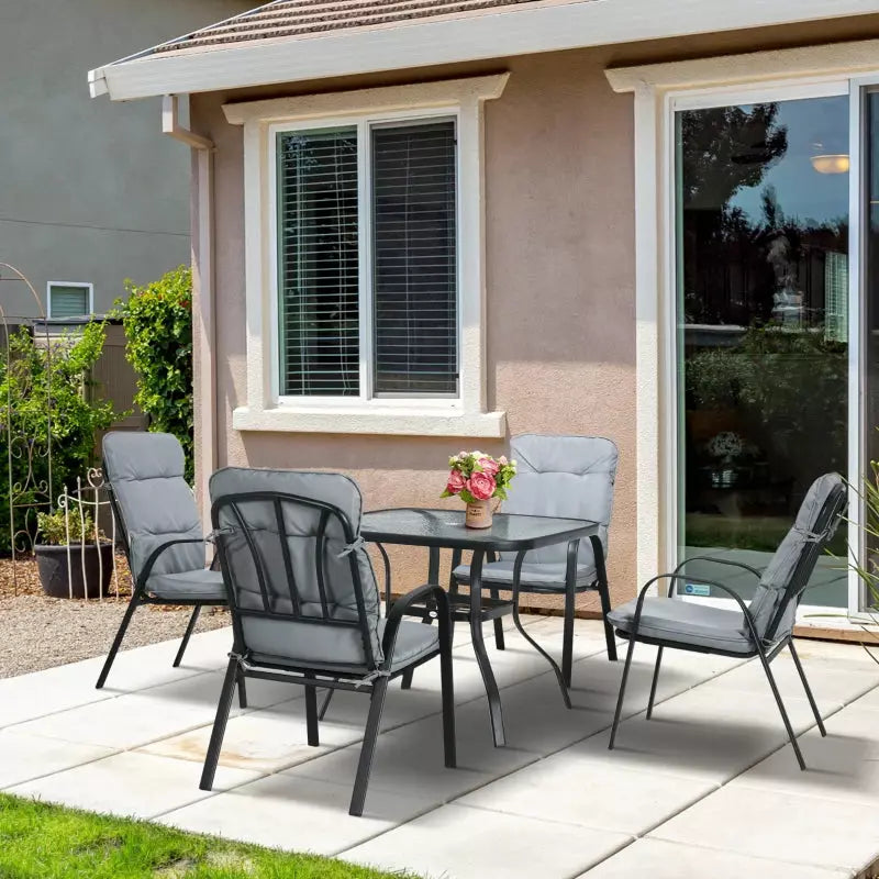 Modern 4 Seat Outdoor Dining Set, Comfy Outdoor Living Outsunny