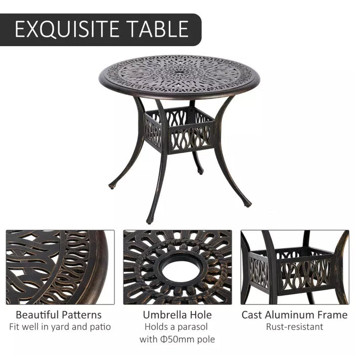 Cast Aluminium Outdoor Dining Set, 4 Chairs, Round Table