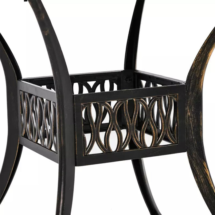 Cast Aluminium Outdoor Dining Set, 4 Chairs, Round Table