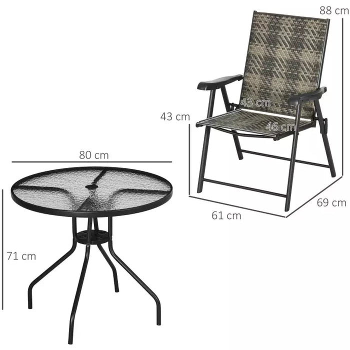 4 Seater Patio Dining Set With Folding Chairs
