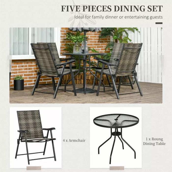 4 Seater Patio Dining Set With Folding Chairs