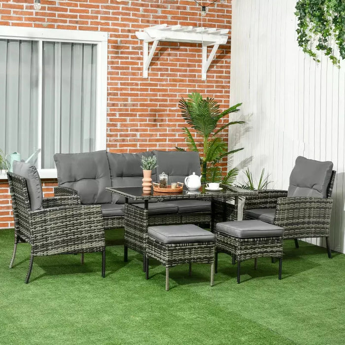 5 Seater Rattan Garden Furniture Set, Grey