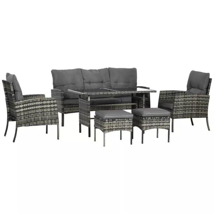 5 Seater Rattan Garden Furniture Set, Grey