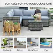 5 Seater Garden Sofa Set Rattan Outsunny