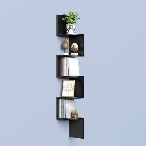 5 Tier Wall Mounted Floating Shelf Rustic Wood Display Unit for Home Decor by Vasagle