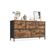 Rustic brown and ink black 5-drawer fabric chest
