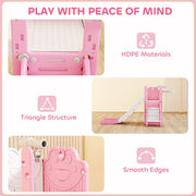 Play with peace of mind graphic showing HDPE materials and the triangle frame structure