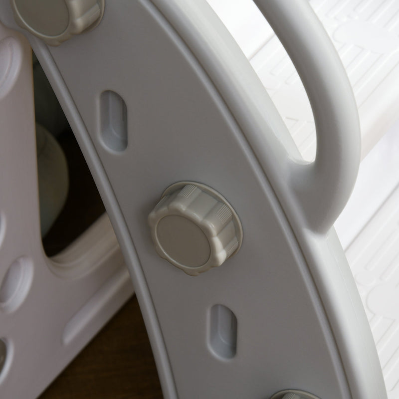 Close-up of a screw fixing point on the grey slide frame