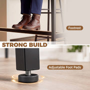 Close-up of the stool footrest and adjustable foot pad