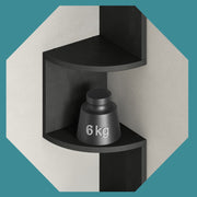 Close-up of the wall mounting bracket and hardware for the corner shelf