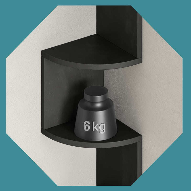 Close-up of the wall mounting bracket and hardware for the corner shelf