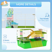 Top carry handle and two front doors on the hamster cage