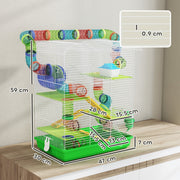 Dimension diagram of the green hamster cage: 59 cm high, 47 cm long, 30 cm deep