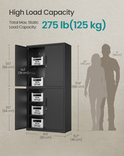 Dimensions diagram of the 5-tier garage storage cabinet, 80 x 40 x 180 cm
