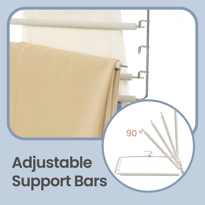 Close-up of adjustable 90 degree swivel bars on Songmics pants organiser