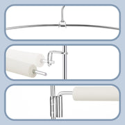 Close-up of chrome hook, foam bar clips and non-slip coating on Songmics pants organiser