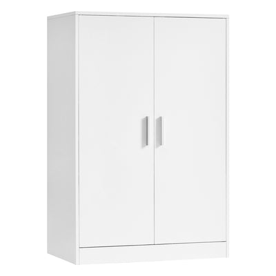 Studio shot of the Vasagle 5-Tier Shoe Storage Cabinet in cloud white with two closed doors
