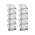 Songmics 5-tier sloping shoe racks, set of 2, grey, full view