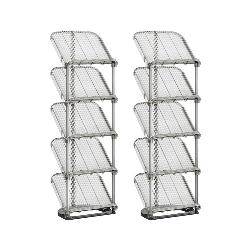 Songmics 5-tier sloping shoe racks, set of 2, grey, full view